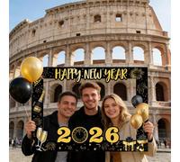 per Capodanno - Cornice decorativa per fotografia, Decorazioni per Capodanno 2026 in nero e oro, Feste e celebrazioni per uomini, Famiglia, Bambini, Interni ed esterni, Casa, Eventi, S