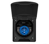 per cee spina da incasso 16 A 230 V 3 poli per roulotte campeggio, presa con coperchio a ribalta e chiusura automatica, fino a 850 °C, nero, profondità di montaggio 82 mm, dimensioni esterne 144 x 115