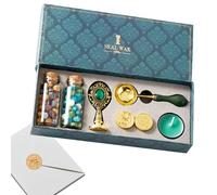 per ceralacca, kit completo in e metallo, set per sigillare buste con granuli, perline, cucchiaio, strumento creativo per creare sigilli antincendio, per creare lettere e