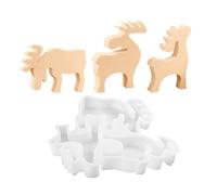 per cervi in resina epossidica, stampo in silicone di cervo,Stampo per decorazione di cupcake - Stampo a tre alci di Natale, cervo, pasta di gomma in silicone, strumenti per decorare torte