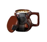 per chitarra - Vaso per bevande per chitarra 3D - in ceramica con coperchio - Design strumento musicale - a tema con manico comodo | per donne uomini che viaggiano in acqua bibl
