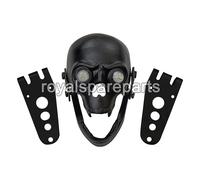 Per Chopper Bobber "Faro Nero Con Teschio Con Luce Bianca Negli Occhi"