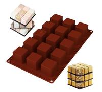 - per cioccolatini, adatti alla bocca | forma quadrata Brownie | per cioccolato con 15 cavità per budini, cioccolatini, per cubetti di ghiaccio - Mini forma quadrata