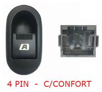 Per Citroen C3 Pluriel 6.2002>05.2010 Pulsante Alzacristalli Comfort Ant.Sx 4Pin