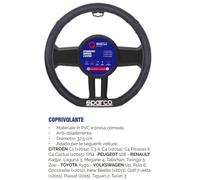 SPARCO Coprivolante Nero in PVC presa Comoda Anti-Sbiadimento Diametro 37,5cm