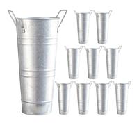 Per composizioni floreali, 10 secchi in metallo zincato, vaso da fiori vintage rustico, anticorrosione, ideale per feste all'aperto, giardino, decorazioni per la casa, matrimoni, maniglie facili da