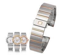 per costellazione di cinturini in acciaio Omega Double Eagle Series Watchband Wined Watch Chain da donna 17mm 23mm 25mm (colore: rosegold d'argento, dimensione: 23 mm)