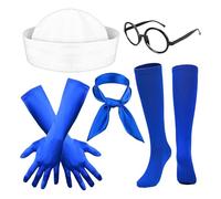 per costume da sailor, travestimento per feste di Halloween, per cosplay, sciarpa, cappello, calze, guanti per canottaggio, yacht, feste, compleanni, scapoli, eventi di Natale