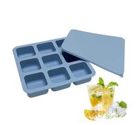 per cubetti di ghiaccio in silicone, 9 scomparti, riutilizzabili, con coperchio, per cubetti di ghiaccio quadrati, per whisky, caffè, cucina, bar, campeggio, cioccolato, caramelle