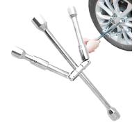 per dadi ruota - a tubo in acciaio a 4 vie, pieghevole, portatile, per riparazione pneumatici, maniglia girevole, a durevole. Manico compatto e resistente per riparazione