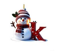 per decorazione Natalizia Piatta 2D Pupazzo di Neve Lettera Personalizzata | Realizzato in acrilico leggero e per facile da appendere all’albero con per cavo Incluso design con tutte le lettere