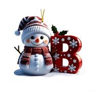 per decorazione Natalizia Piatta 2D Pupazzo di Neve Lettera Personalizzata | Realizzato in acrilico leggero e per facile da appendere all’albero con per cavo Incluso design con tutte le lettere