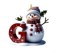 per decorazione Natalizia Piatta 2D Pupazzo di Neve Lettera Personalizzata | Realizzato in acrilico leggero e per facile da appendere all’albero con per cavo Incluso design con tutte le lettere