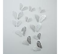 per decorazione Parete Farfalle 3D 12CM 10CM 8CM per decorazione(Silvery) | Design 3D realistico, oro e argento, 12 misti, adesione per forte, per decorazione elegante
