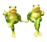 per decorazione per giardino 2 Figure Rana Pose Diverse Seduta(Medium Size) | 2 statue rana, resina , pose sedute e distese, per verde naturale, per giardino patio