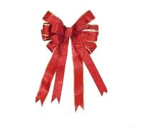 Per decorazioni natalizie per cime degli alberi, porte e spazi esterni, il nastro metallico mantiene la forma, tessuto con finitura a polvere d'oro, progettato per il riutilizzo (rosso con bordi