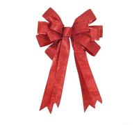 Per decorazioni natalizie per cime degli alberi, porte e spazi esterni, il nastro metallico mantiene la forma, tessuto con finitura a polvere d'oro, progettato per il riutilizzo (rosso)