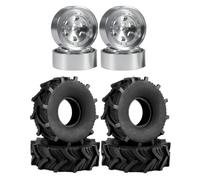 Per Defender Per TRX4M Per FCX24 Per SCX24 1/18 1.0 Pollici Pneumatici In Gomma Cerchioni Cerchioni 62*20mm Fango Per Pneumatici Da Terreno RC Crawler Truck Aggiornamento Parti Aggiornamento RC(Silver