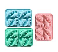 per dinosauri, 3 pezzi, a 8 cavità, antiaderenti, per gelatine per bambini, per caramelle, cioccolato, biscotti, snack, decorazioni per torte, cubetti di ghiaccio, produzione di