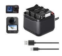 Per DJI OSMO 360 Dock di Ricarica Rapida Portatile, Caricabatterie con Gestione Batteria a 3 Vie, HUB di Ricarica Intelligente per Batteria per Videocamera Sportiva OSMO360/ACTION5 Pro