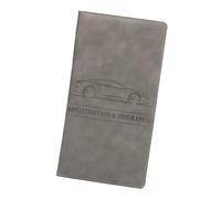 per documenti per veicoli - Portafoglio in pelle PU, organizer per carte portatile, supporto per guida compatto, design a texture liscia con chiusura sicura | portafoglio per patenti, grigio