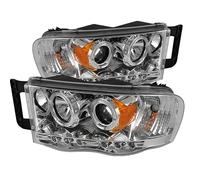Per Dodge 02-05 RAM Cromo Doppio Halo LED Proiettore Fari Testa Luce Lampada