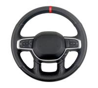 Per Dodge Per RAM 1500 2019-2023 Coprivolante Per Auto In Pelle Nera Con Fibra Di Carbonio Cucito A Mano(Rosso)