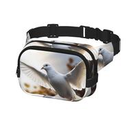 per donna e uomo, Borsa da cintura con colomba bianca che vola al sole, spallacci regolabili, viaggio a tracolla