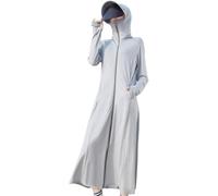 per Donna Giacca Lunga UPF 50 Abbigliamento per La Protezione Solare Felpa con Cappuccio Giacca Leggera Ad Asciugatura Rapida Giacca Anti-UV Giacca Anti-UV Pesca All'aperto, Grey, M