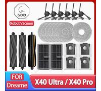 Per Dreame X40 Ultra / X40 Pro Accessori Gomma Spazzola laterale principale Mop Sacchetto per la polvere in tessuto Filtro HEPA Robot aspirapolvere Parti di ricambio