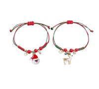 Per E Amanti Anelli Per Donne Ragazze 2 Pezzi Regolabile Carino Faon E Albero Di Natale Braccialetto Armatura Campana Perline Braccialetto Per Festa Di Vacanze Messaggi Naturale Frasi Rosa Gioielli