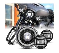 Per Electra Per Glide Per Fat Per Boy Faro Per Motocicletta Luce Proiettore 7" Moto 4 1/2 Fendinebbia Luci Di Sorpasso Staffa Faro faro del motociclo(Black 1SET)