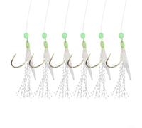 Per esche da pesca Sabiki, 5 pezzi con perline luminose, struttura in silicone e acciaio al carbonio, dimensioni dell'amo da #8 a #18 per diverse esigenze di pesca (18#)