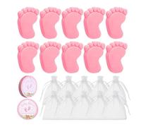 per feste di genere, set da 10 set di di sapone fatto a mano, include mini saponi blu, rosa, fatti a mano, borsa, etichetta da 3,5 cm, souvenir per ospiti per feste per bambini