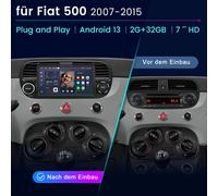Per Fiat 500 07-2015 Carplay Android13 Autoradio 32/64G GPS Navi WIFI BT FM DAB+