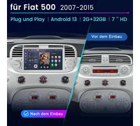 Per Fiat 500 07-2015 Carplay Android13 Autoradio 32/64G GPS Navi WIFI BT FM DAB+