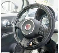 Per Fiat 500 2007 Coprivolante Ecopelle/Cotone Nero Volanti Ø37-39 Simoni Racing