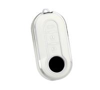 per Fiat 500 per Ducato per Panda 500L per Punto per Lancia per Musa Custodia per Chiave Auto in TPU con Portachiavi (Solo Custodia/Argento Bianco)