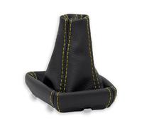 PER FIAT BARCHETTA 1995-2005 CUFFIA LEVA CAMBIO PELLE NERA CUCITURE GIALLE