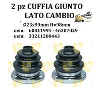 For Alfa 147 Vers 1.6 2pz Cuffia Giunto Lato Cambio Ø 25x99 C/Flangia Metallica