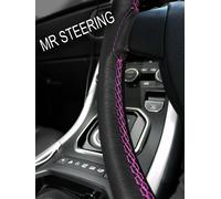 Per Fiat Dino 1966-1973 Vero Volante IN Pelle Cover Rosa Acceso Doppio Punto