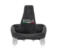 PER FIAT IDEA 2003-2012 CUFFIA LEVA CAMBIO PELLE NERA RICAMO GRIGIO Italia
