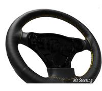 Per Fiat Panda Nero Italiano Copertura Del Volante IN Pelle Giallo Punto 03-12