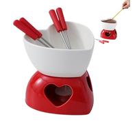 per fonduta - Cuore in ceramica con forchette Candeliere, mini casseruola per sciogliere al cioccolato Mini casseruola, Bollitore da dessert riscaldato, prelibatezze scaldacandele | per