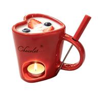 per Fonduta Riscaldatore in Ceramica a Forma di Cuore da 200 ml con | Set di Fonduta al Cioccolato per Burro, Formaggio, Caramello, Cinema in Coppia, Matrimonio, Festa tra
