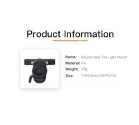 Per for garmin Varia RCT715 Staffa di montaggio posteriore nero 7,3 cm x 5,5