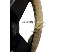 Per Ford Cortina MK1 Beige Perforata Copertura Del Volante IN Pelle Verde Punto