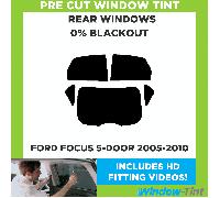 Per Ford Focus 5 Porte Hatchback 2005-10 Film Oscurante Pre Tagliato 0% Nero