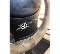 Per Ford Focus MK3 10-14 pelle Beige Copertura Del Volante Grigio Doppio Punto