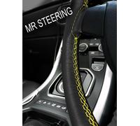 Per Ford Focus MK3 10-14 Vero Copertura Del Volante IN Pelle Giallo Doppio Punto